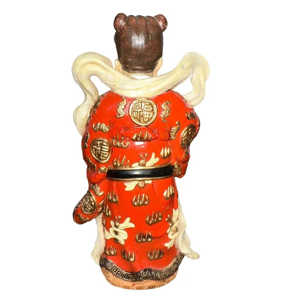 Vintage Chinese Immortal Scholar Figurine Lu God Prosperity Scroll Resin 7